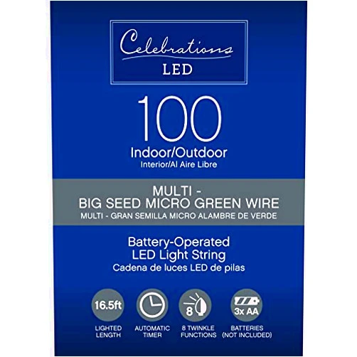 Celebrations LED Micro Dot&Fairy Multicolored 100 ct String Christmas Lights 16.5 ft (Pack of 1, Packaging may vary)