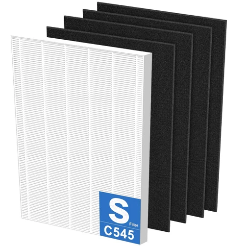 Cabiclean C545 HEPA Replacement Filter S Compatible with Winix C545 Air Purifier, Replaces Part 1712-0096-00 and 2522-0058-00, 1 HEPA Filter + 4 Activated Carbon Filters, 1 Pack