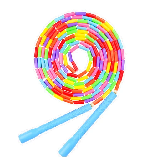 Fezog 16.5Ft Rainbw Double Dutch Jump Ropes for Kids Adults, Beaded Long Jump Rope, Beaded Jump Rope for Fitness, Segmented Skipping Ropes for Group Exercise Training, Tangle-Free