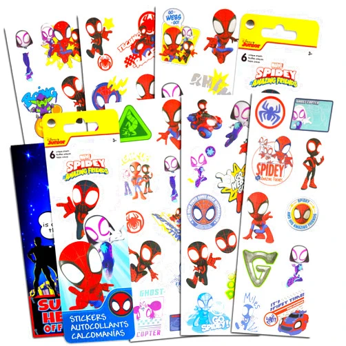 Beach Kids Marvel Spidey and His Amazing Friends Stickers for Party Favors - Bundle with Over 150 Spidey Stickers Featuring Peter Parker, Miles Morales, and Gwen Stacy | Spiderman Party Supplies