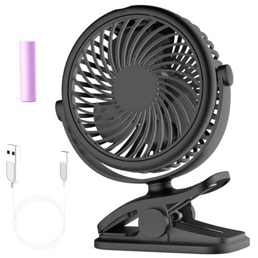 Cambond Clip on Fan for Baby - Rechargeable Battery Powered Stroller Fan Portable Small Desk Fan for Baby Carseat Travel Camping College Dorm Essentials, Black