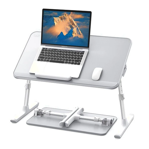 SAIJI Leather Lap Desk Laptop Bed Tray Table, Adjustable Laptop Stand for Bed, Portable Lightweight Standing Desk for Writing Eating Reading Couch Sofa Floor for Adults Kids (20.5