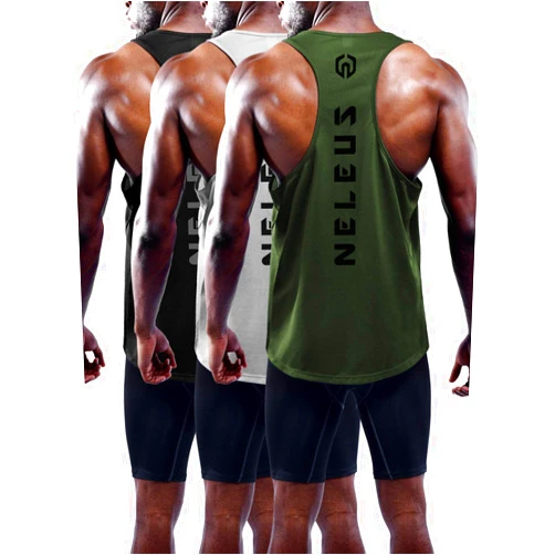 NELEUS Men's 3 Pack Dry Fit Y-Back Muscle Tank Top
