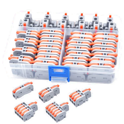 XALXMAW 62Pcs Lever Wire Connectors, DIY Mini Compact Splicing Electrical Connectors Assortment Pack Kit for Quick Connect 24-12 AWG