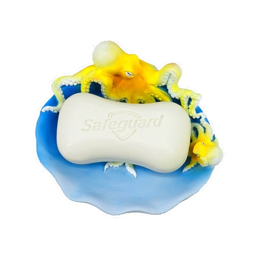 YHHRESINKING Resin Octopus Mother and Baby Soap Dish Beach, Bathroom Accessory,Ocean Theme Octopus Family Bathroom Decor,Coastal Decor (Ocean Blue)