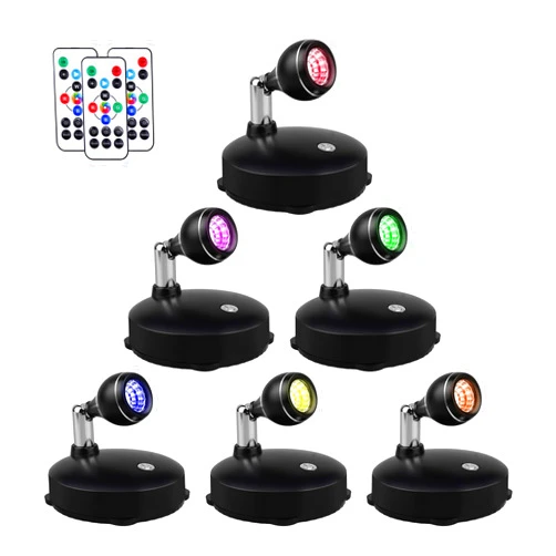 LEASTYLE Spotlight Indoor Battery Operated Led Spot Light Stick Up Lights with Remote, Mini Spotlight Dimmable Accent Lights for Lighting up Paintings Pictures(6 Pack)