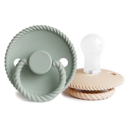 Mushie Frigg Rope SilkySoft Silicone Baby Pacifier | Made in Denmark | BPA-Free (Sage/Croissant, 0-6 Months)