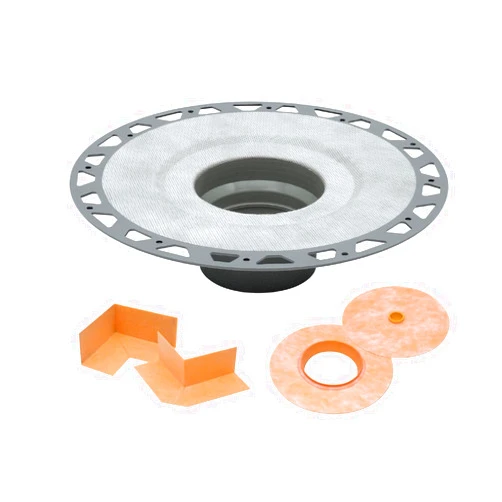 Schluter Kerdi-Drain PVC Shower Flange Kit with Preformed Waterproofing Corners - Ideal for New and Renovation Projects - 2-Inch Outlet, Easy Installation - KD2FLKPVC