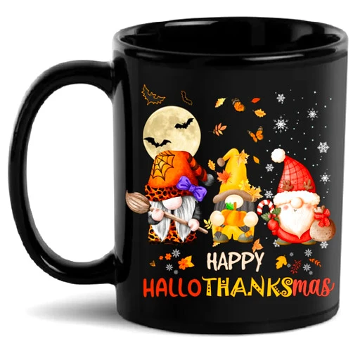 Vivulla68 Happy Hallothanksmas Mug, Gnomes Gifts for Women, Women Christmas Gifts, Xmas gifts, Hocus Pocus Gifts, Halloween Mug, Halloween Cup, Hocus Pocus Mug, Fall Gifts, Fall Coffee Mug, Autumn Mug