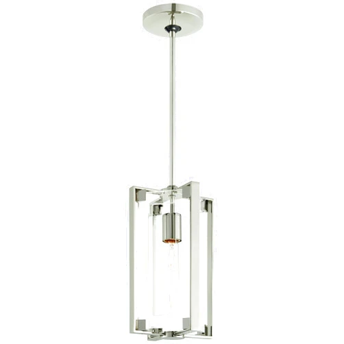 GEORGE KOVACS P1401-613 Crystal Clear Mini Pendant, 1-Light, 60 Total Watts, 11.75-in H x 5.5-in W, Polished Nickel