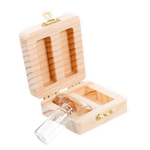 GOOHOCHY Baby Hair Keepsake Box for Umbilical Cord Wooden Fetal Hair Tooth Storage Bottle Adorable Collection Box