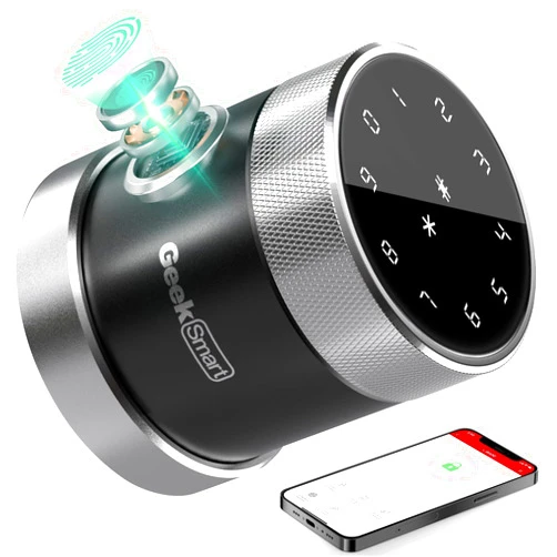 Geek Smart Door Lock, Fingerprint Door Lock Keyless Entry Door Lock with Keypad Smart Door Knob Remote Control with APP IC Card Mechanical Key Great for Airbnb Homes Apartments Hotels and Offices