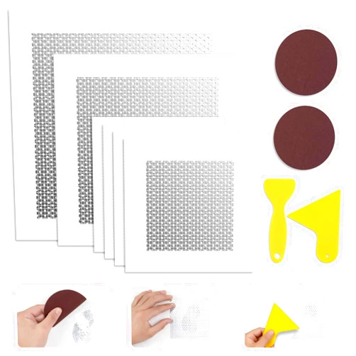 Miokok Drywall Repairs Kit, 6 Pieces Wall Patch Kits, 4/6/8 Inch Dry Wall Hole Repair Patch Metal Patch, Quick Fix Extended Self-Adhesive Mesh (6 Pcs)