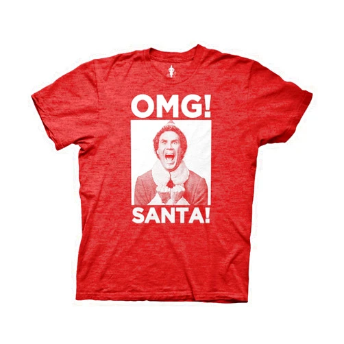 Ripple Junction Elf Adult Christmas T-Shirt OMG! Santa! Buddy Photo Funny X-Mas Shirt Officially Licensed