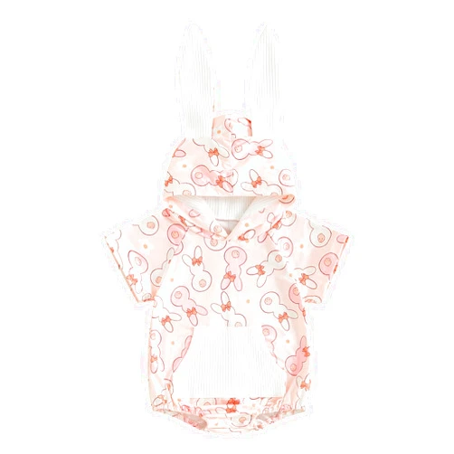 Babieshouse Newborn Baby Boy Girl Easter Romper Cartoon Bunny Ear Short Sleeve Onesie Summer Clothes Infant My 1st Easter Outfit