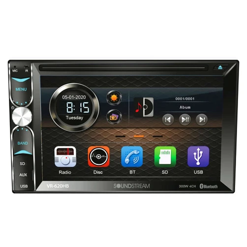 Soundstream VR-620HB VR-620HB 6.2-Inch Double-DIN DVD Head Unit with Bluetooth and Android MHL PhoneLink