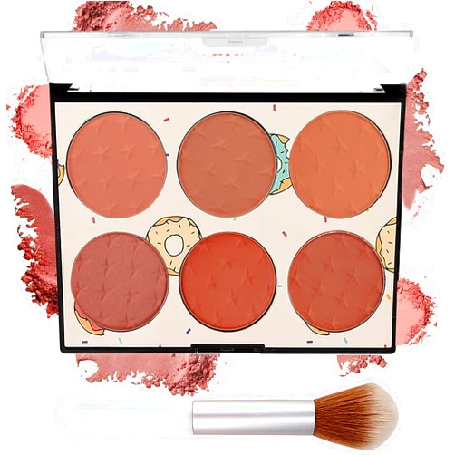 Visen 6 Colors Blush Palette with Brush,Face Blush Palette,Matte & Shimmer Powder Blush,Smooth & Silky,Skin Tone Enhancing Face Blush Palette for Glam Makeup Look,Contour and Highlighter Palette Blush-Set A