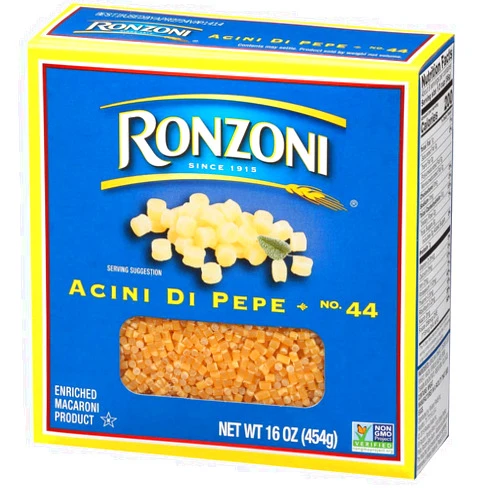 Ronzoni Acini Di Pepe Macaroni NON GMO 16 Oz. Pack Of 3.