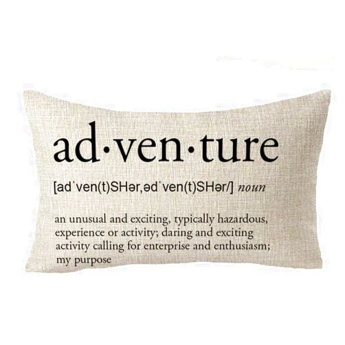 FELENIW Adventure Definition Blessing Gift Cotton Linen Decorative Throw Pillow Cover Cushion Case Lumbar 12X20 inches