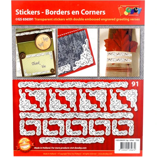 Doodey Stickers - Corners/Frames - Gold/Silver - Transparent Silver