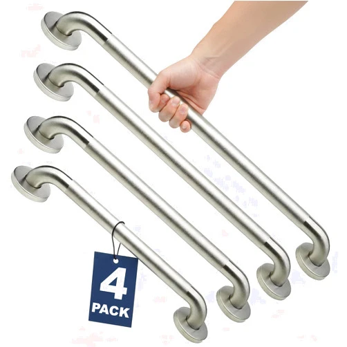 GrabBars.com Shower Grab Bars 4 Pack – Complete Bathroom Safety Starter Bundle for Seniors – 16