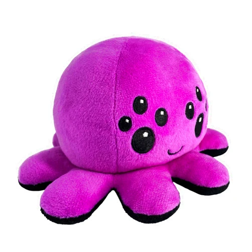 TeeTurtle - The Original Reversible Spider Plushie - Purple + Black - Cute Sensory Fidget Stuffed Animals That Show Your Mood - Perfect for Halloween!