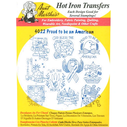 Aunt Martha's Hot Iron Transfer Proud to Be an American