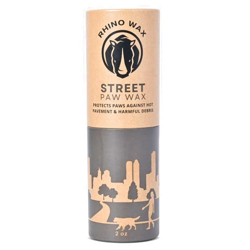 Rhino Wax Dog Paw Street Wax 2oz - Dog Paw Balm Protects Against Hot Pavement, Rocks, Glass, Road Debris - Moisturizes and Improves Elasticity - Natural Ingredients - Lick-Safe - Made in USA