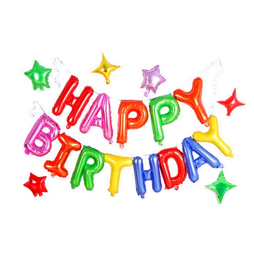 HiParty Birthday Balloons Banner, 3D Mylar Foil Happy Birthday Balloons, 24pcs Birthday Party Decorations with 6pcs Star Balloons for Kids Girls Boys Women Adults Birthday Party Supplies, Rainbow