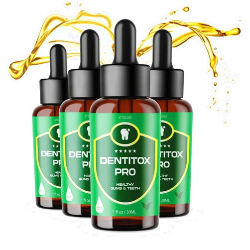 VITALINA (4 Pack) Official Dentitox Pro Original Formula, Gum and Teeth Liquid Drops, 4 Bottles