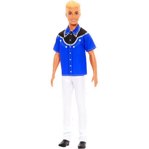 Barbie Fashionistas Ken Doll #226 Wearing a Removable Western Shirt, Pants & Boots, Blonde Fashion Doll, 65th Anniversary Collectible