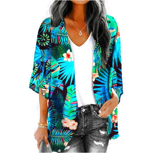 ChainJoy Women's Summer Beach Boho Chiffon Kimono Cardigans Sheer Open Front Cover Ups Tops