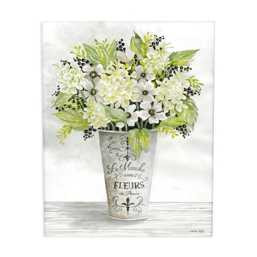 Stupell Industries French Floral Greenery Bouquet Parisian Charm Flowers Canvas Wall Art Design by Cindy Jacobs, 16 x 20, Gallery Wrapped Canvas