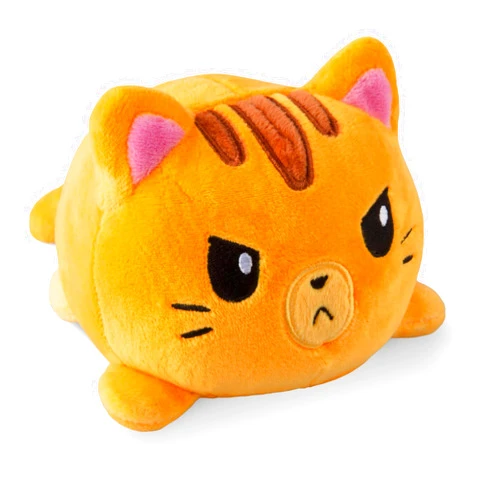 TeeTurtle - The Original Reversible Cat Plushie - Orange Tabby - Cute Sensory Fidget Stuffed Animals That Show Your Mood