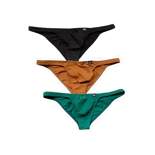COMLIFE Men's Cotton Hip Bulge Pouch Bikini Briefs Underwear Solid Color Low Rise Underpanties