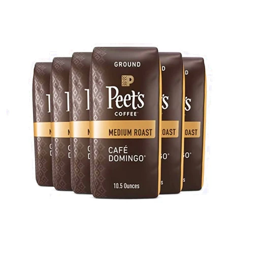 Peet's Coffee, Medium Roast Ground Coffee - Café Domingo 63 Ounces (6 Bags of 10.5 Ounces)