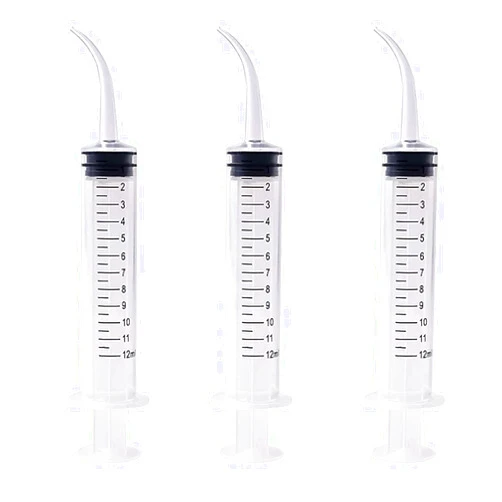 Generic 50pcs Curved Tip Utility Syringes 12cc Disposable Graduated Dental Irrigation Syringe Oral Dental Care, Tonsil Stones Removing, Lab, Small Pet Feeding, Trasparent