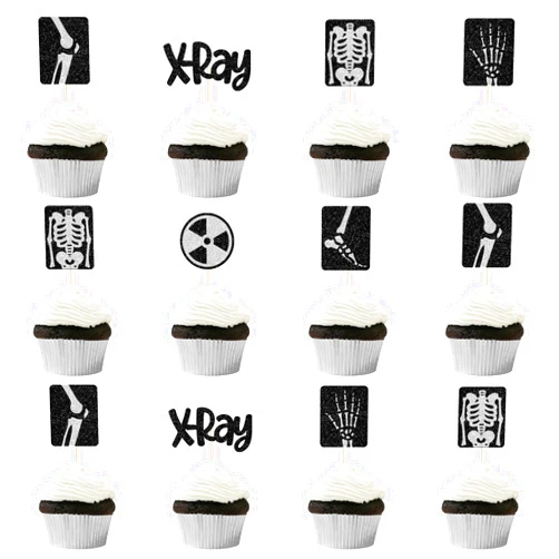 Qttier X Ray Cupcake Toppers, Radiology Tech Week Party Decorations, X-Ray Technologist Graduation Cupcake Toppers, Radiology Tech Student Party Decor, 24Pcs