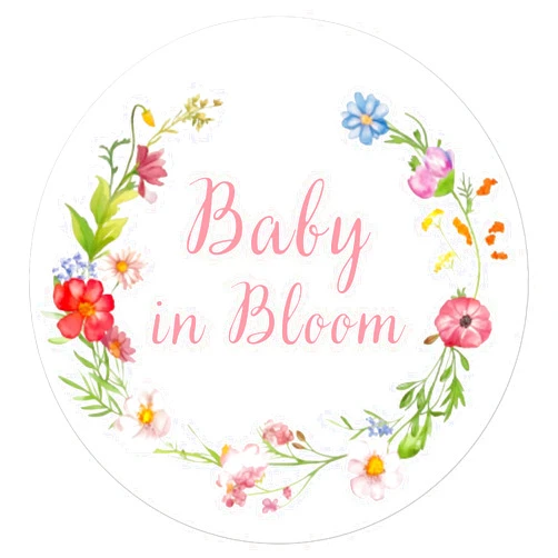 Anwyll Wildflower Baby Shower Stickers,60Pcs 2Inch Flower Baby In Bloom Stickers,Self-Adhesive Baby Shower Party Favors Stickers,Envelope Seal Label Sticker for Baby Shower Party Decoration Girls Boys
