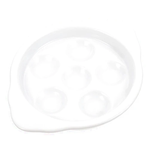 FDHGVCXZ White Ceramic Mushroom Escargot Plates Dishes 6 Holes Escargot Baking Dishes for Hotel Restaurant Cooking Snail Mushroom BBQ 9INCH, 17.5X13.5X2CM, YANGTIANZHI003