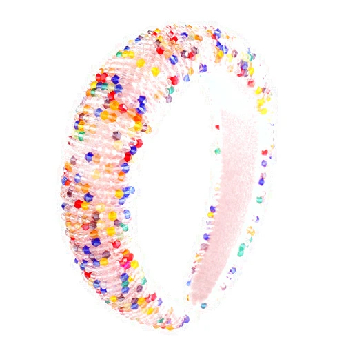 CENAPOG Rhinestone Headband Bejewelled Glass Crystal Bead Embellished Padded Headband Hairband Colorful Sparkly Party Headdress for Women Girls (pink)