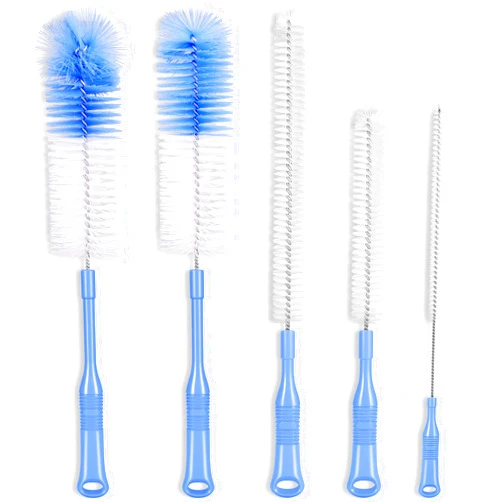 MOSOLAN Bottle Brush Cleaner 5 Pack - Long Handle Water Bottle and Straw Cleaning Brush Set for Washing Narrow Neck Bottles, Sport Bottles, Kombucha, Wine Decanter, Flask, Beer Brewing Supplies