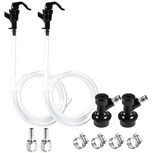 Chciyich Ball Lock Quick Disconnect Keg Line Tubing Kit, 3Ft Beer Hose Keg Tap Faucet with Hose Clamps for Corny Keg Picnic Party, Ball Lock Beer Line with Stainless O.D 5/16'' Barb for Homebrew