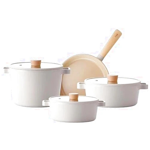 NEOFLAM FIKA 7 pieces Kitchen Essential Cookware Pan and Pot with Glass Lid Set, Nonstick Ceramic Coating Skillet, Casserole, Induction, Made in Korea