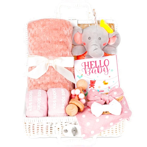 POMINEL Baby Girls Shower Gift Set New Born Baby Gifts Baby Shower Gifts Basket for New Baby Girls Baby Shower Birthday Party