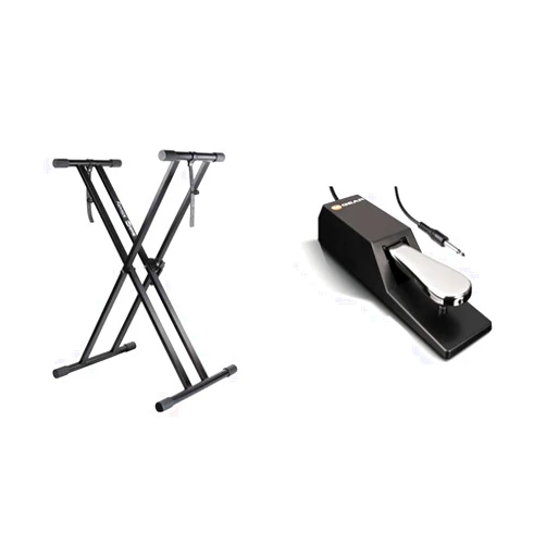 RockJam Piano Keyboard Stand with Locking Straps & M-Audio SP 2 | Universal Sustain Pedal with Piano Style Action for MIDI Keyboards, Digital Pianos & More
