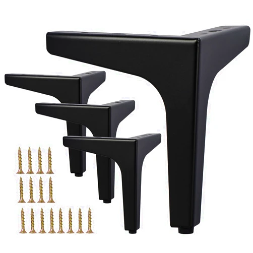 La Vane 7 inch Metal Furniture Legs, Set of 4 Modern Iron Diamond Triangle Furniture Feet DIY Replacement Black for Cabinet Cupboard Sofa Couch Chair Ottoman