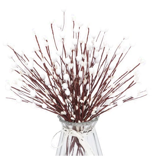SPWOLFRT Artificial Berry Stem Picks, 10Pcs Christmas Decorative Wire Stem White Berry Branch and Sprays with Pip Berry for Christmas Tree Decoration Holiday Décor Flower Arrangements DIY Crafts (White)