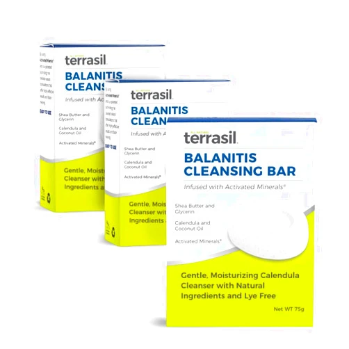 terrasil Balanitis Soap for Men, Soothing Care and Relief from Balanitis Symptoms: Irritation, Itch, Redness and Inflammation. Natural, Dermatologist tested & Hypoallergenic Soap Approved, 75g (3pk)