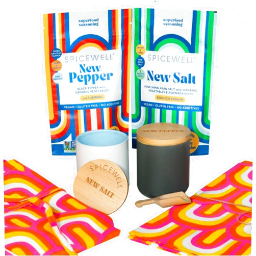 Spicewell - Radiant & Luxe Set, Stylish Apron, Tea Towels, Ceramic Pinch Pots, and Spice Blends in a Ready-to-Gift Box – Ideal for Gifting